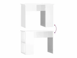 New Clicnbuy Escritorio madera contrachapada brillante 100x55x75 cm Blanco