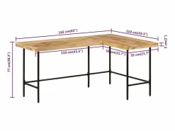 Hot Clicnbuy Escritorio madera maciza mango y hierro 165x110x77 cm Marru00f3n