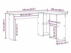 Clicnbuy Escritorio Madera vieja 142 x 102 x 73 cm Madera contrachapada