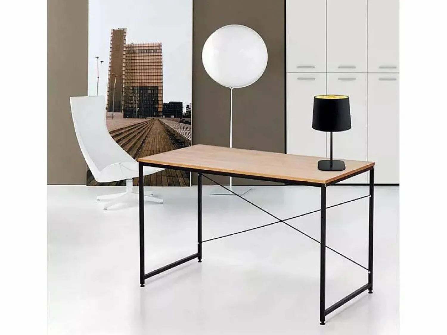 Escritorio mesa industrial 150x60 madera acero para estudio y oficina Wootop