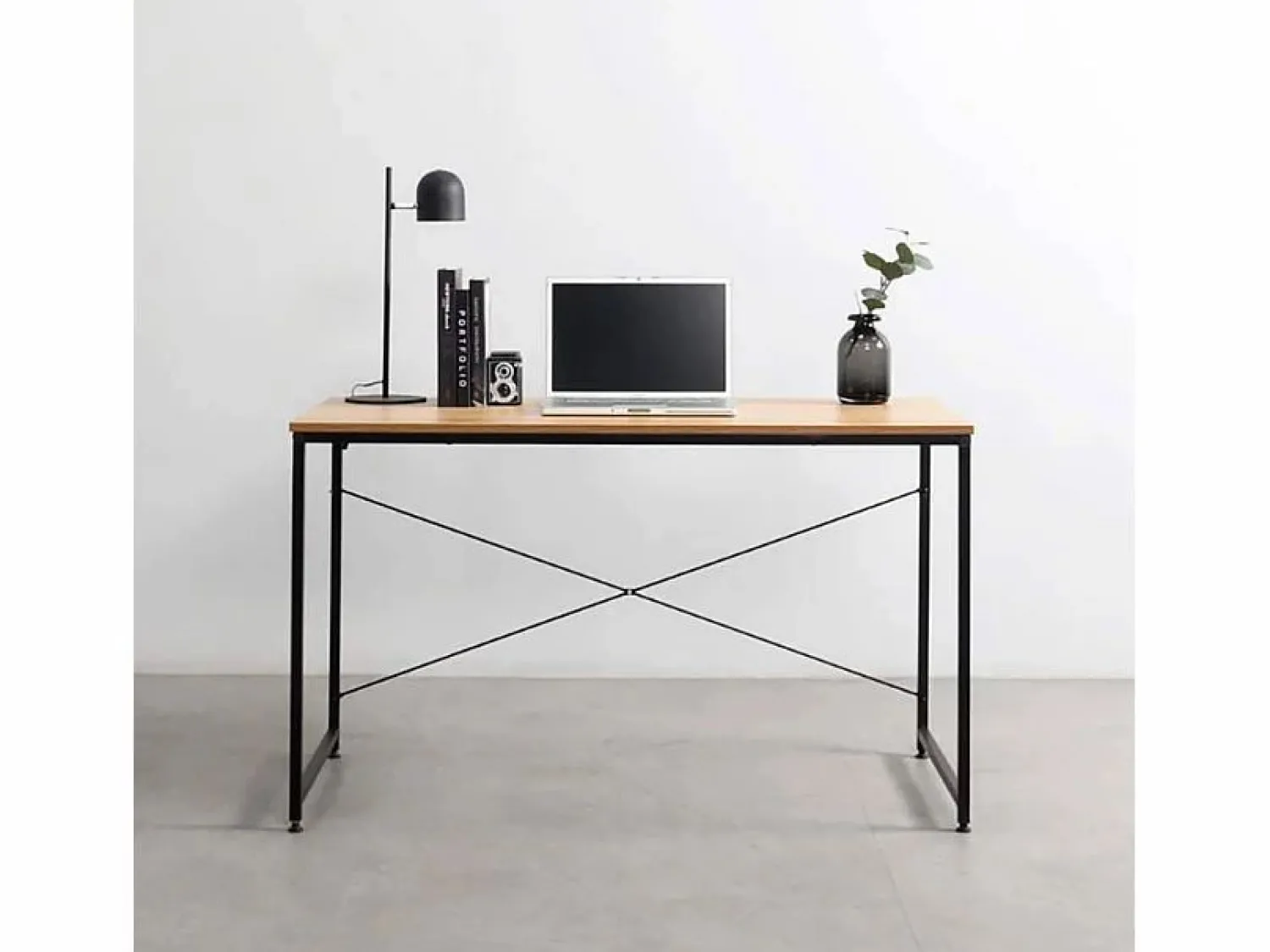 Escritorio mesa industrial 150x60 madera acero para estudio y oficina Wootop