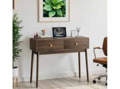 Escritorio Mid-Century, 2 cajones, MDF, nogal (100x35x80 cm)