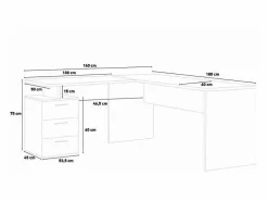 Web furniture Escritorio moderno de madera 3 cajones New Selina WD