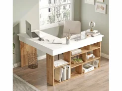 Sale Escritorio Moderno Estantes Tywin - - 115 Cm Pino- Blanco Escritorio Rinconero