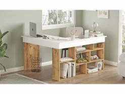Sale Escritorio Moderno Estantes Tywin - - 115 Cm Pino- Blanco Escritorio Rinconero