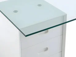 Online Vente-unique Escritorio MURIEL - Cristal templado y MDF - Blanco Transparente / Blanco