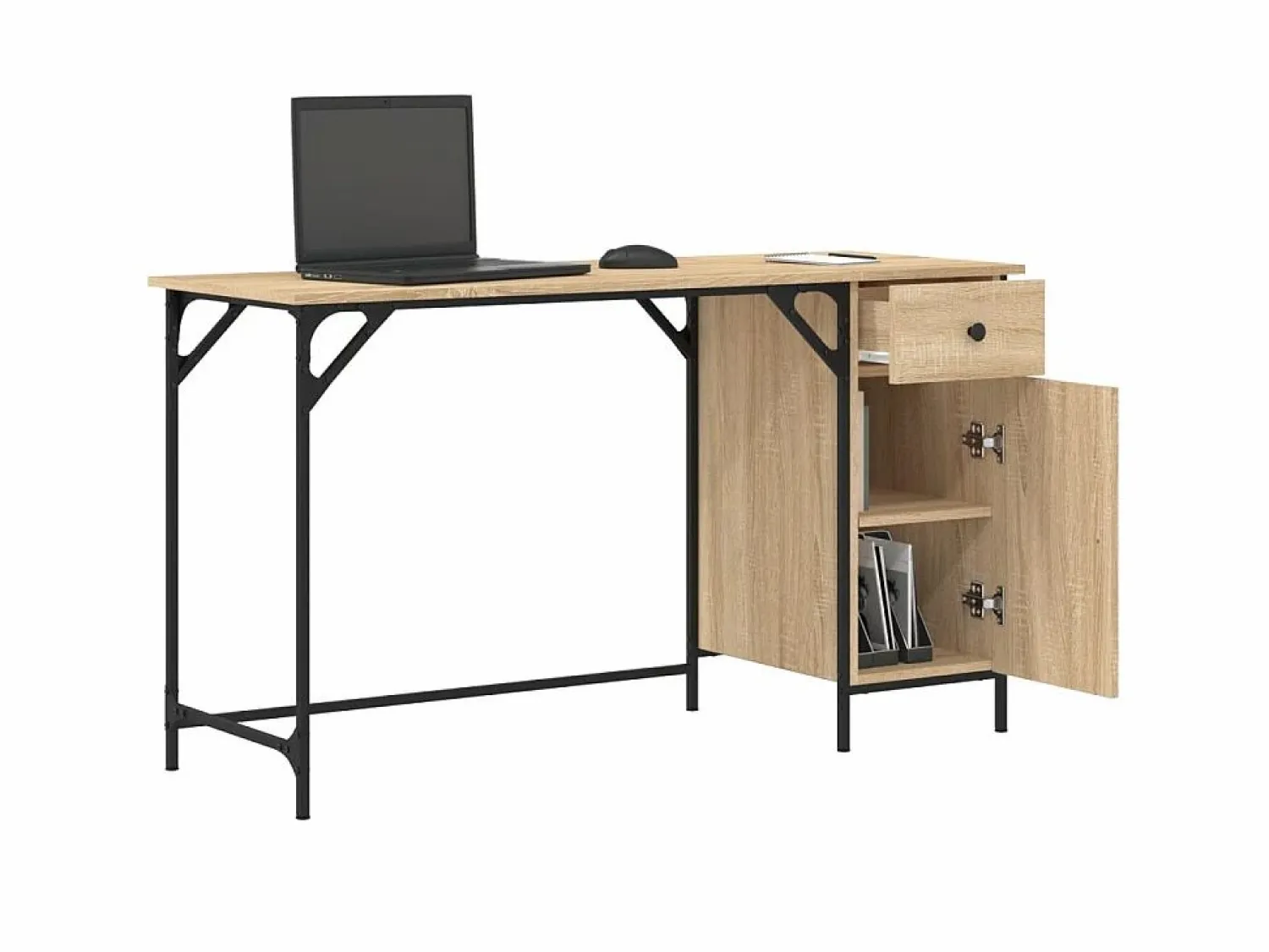 Escritorio ordenador madera ingeniería roble Sonoma 131x48x75cm ES412462