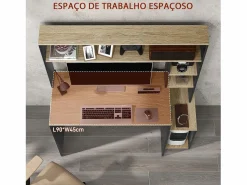 Homcom Escritorio Oslo 5 estantes con soporte negro 138x114x45 cm