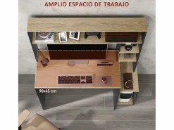 Homcom Escritorio Oslo 5 estantes con soporte negro 138x114x45 cm