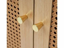 Best DripeX Escritorio para computadora extensible - con 3 cajones y 2 puertas de ratán - función giratoria - MDF - 126x40x75cm Color natural claro