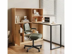 Clearance Escritorio para computadora con almacenamiento - 1 puerta y 7 nichos - patas de hierro - MDF - 120x50x120cm Mesa De Ordenador