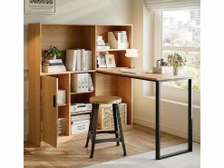 Clearance Escritorio para computadora con almacenamiento - 1 puerta y 7 nichos - patas de hierro - MDF - 120x50x120cm Mesa De Ordenador