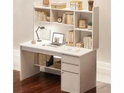 Online Escritorio para jóvenes con ordenador mesa con estantería estantes cajones Blanco