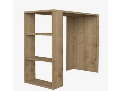 Escritorio para oficina o despacho con 3 estantes, 90x40x74 cm, moderno de madera Netenya