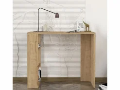 Escritorio para oficina o despacho con 3 estantes, 90x40x74 cm, moderno de madera Netenya
