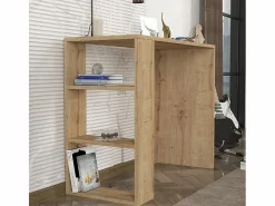 Escritorio para oficina o despacho con 3 estantes, 90x40x74 cm, moderno de madera Netenya