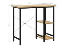 Clicnbuy Escritorio para ordenador MDF metal negro roble 80x40x72 cm
