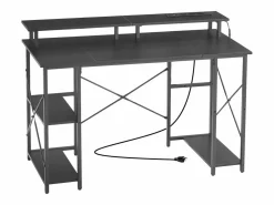 Online Escritorio para Ordenador SucceBuy 120x50x86,5 cm con Iluminación LED Inteligente y Tomas de Corriente, Mesa de Oficina para Computadora con Soporte para Monitor Mesa De Ordenador