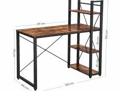 Habitat et jardin Escritorio para ordenador "Saly" - 120 x 60 x 120 cm - Marrón rústico / negro