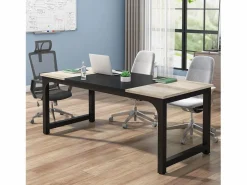 Tribesigns Escritorio para portátil, mesa, mesa de estudio para teletrabajo, puesto de trabajo para oficina, dormitorio, fácil montaje ( vintage/negro, 180 x 80 x 75 cm)