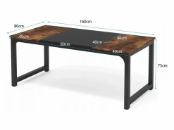 Online Escritorio para portátil, mesa, escritorio de estudio para oficina en casa, estación de trabajo para oficina, dormitorio, fácil de montar, 160 x 80 x 75 cm (marrón rústico + negro) Mesa De Ordenador
