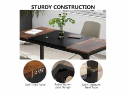 Online Escritorio para portátil, mesa, escritorio de estudio para oficina en casa, estación de trabajo para oficina, dormitorio, fácil de montar, 160 x 80 x 75 cm (marrón rústico + negro) Mesa De Ordenador