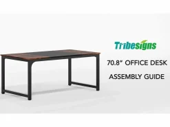 Discount Tribesigns Escritorio para portátil, Mesa, Escritorio para teletrabajo, Puesto de trabajo para oficina, 180 x 80 x 75 cm Marru00f3n