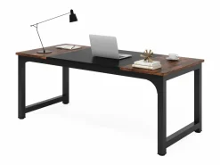 Discount Tribesigns Escritorio para portátil, Mesa, Escritorio para teletrabajo, Puesto de trabajo para oficina, 180 x 80 x 75 cm Marru00f3n