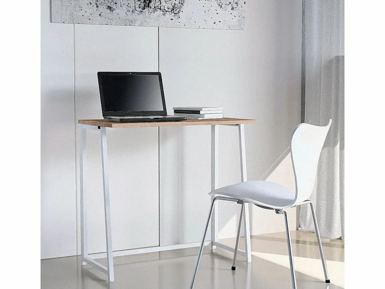 Discount Escritorio plegable compacto blanco y de madera 80x45x75 Wolly W Multicolor