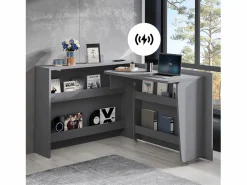 Merax Escritorio plegable con cargador inalámbrico - 115 x 51 x 93 cm - Aparador y escritorio 2 en 1 - aglomerado -