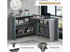 Merax Escritorio plegable con cargador inalámbrico - 115 x 51 x 93 cm - Aparador y escritorio 2 en 1 - aglomerado -