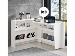 Sale Merax Escritorio plegable con cargador inalámbrico - 115 x 51 x 93 cm - Aparador y escritorio 2 en 1 - aglomerado - Blanco