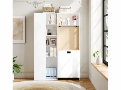 Sale ModernLuxe Escritorio plegable con estantes integrados - Librería + escritorio - Toma eléctrica y puerto USB - Estantes ajustables - Blanco