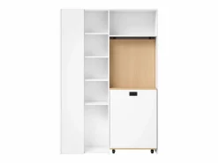 Sale ModernLuxe Escritorio plegable con estantes integrados - Librería + escritorio - Toma eléctrica y puerto USB - Estantes ajustables - Blanco
