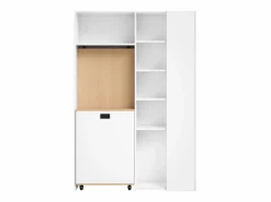 New Escritorio plegable con toma de corriente y estante, estantería y escritorio dos en uno Escritorio Rinconero