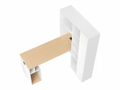 New Escritorio plegable con toma de corriente y estante, estantería y escritorio dos en uno Escritorio Rinconero