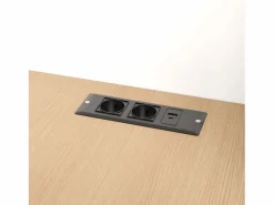 ModernLuxe Escritorio plegable 104.5x30.5x160 cm - con estantería - enchufes y puertos USB - Estantes ajustables - Con ruedas - +natural