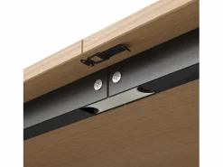 ModernLuxe Escritorio plegable 104.5x30.5x160 cm - con estantería - enchufes y puertos USB - Estantes ajustables - Con ruedas - +natural