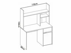 Outlet Escritorio Rebeca con puerta + cajón + altillo acabado , 74cm(alto) 110cm(ancho) 50 Mesa De Ordenador
