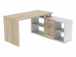 New Escritorio rinconera ALDRIC III 3 cajones2 estantes Blanco Escritorio Rinconero|Escritorio Tradicional