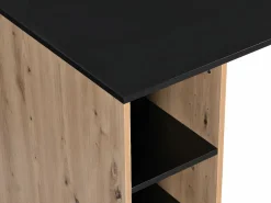 Sale Vente-unique Escritorio rinconera con compartimentos de MDF natural y negro - ROMIARA Negro / Color natural claro