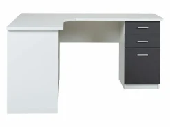 Vente-unique Escritorio rinconero NORWY 2 puertas 2 cajones Blanco/Gris