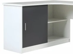 Vente-unique Escritorio rinconero NORWY 2 puertas 2 cajones Blanco/Gris
