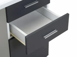Vente-unique Escritorio rinconero NORWY 2 puertas 2 cajones Blanco/Gris