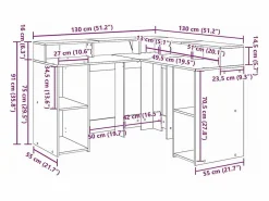 Clicnbuy Escritorio Roble 130 x 130 x 91 cm Madera contrachapada