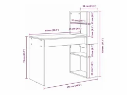 Best Escritorio Roble 113 x 54 x 120 cm Madera de ingeniería Escritorio Tradicional