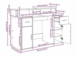 Sale vidaxl Escritorio Roble 120 x 55 x 91 cm Madera contrachapada Negro