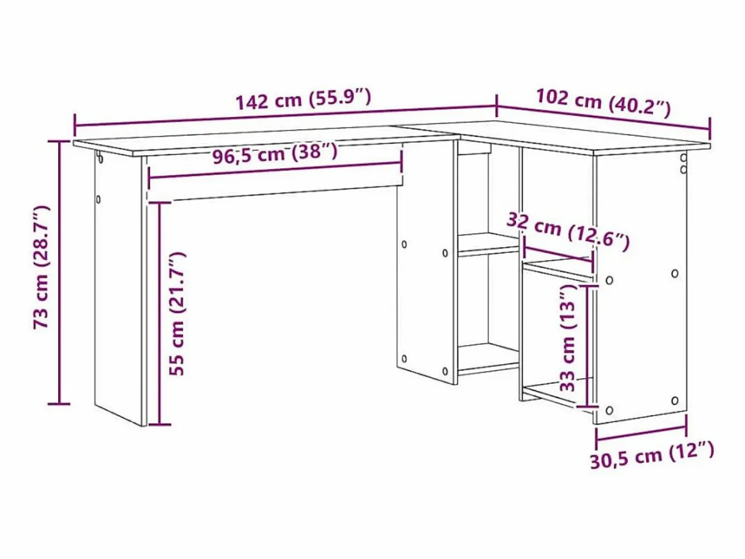 Clicnbuy Escritorio Roble 142 x 102 x 73 cm Madera contrachapada