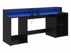 vidaxl Escritorio Roble 200 x 55 x 91 cm Madera contrachapada Negro