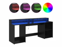 vidaxl Escritorio Roble 200 x 55 x 91 cm Madera contrachapada Negro